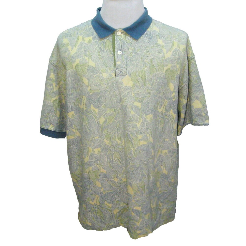 PENDLETON Men's (Size XL) Blue & Yellow Short Sleeve Polo Shirt 100% Cotton Top